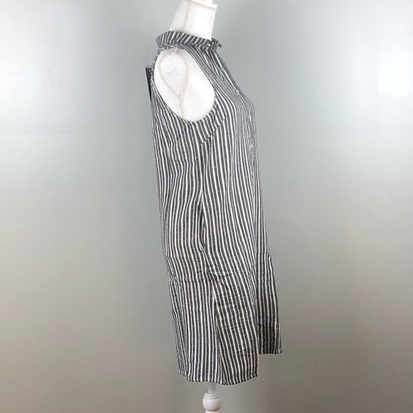Size Small Gray White Stripped Button Up Dress - Picture 3 of 6